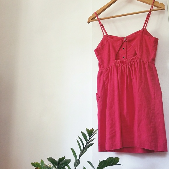 SOLD Red Linen Dress - Picture 2 of 5